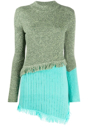 Andersson Bell Asymmetrical Color Blocking Sweater In Green