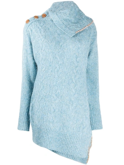 Andersson Bell Alexis Scarf Neck Cable Jumper In Blue