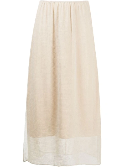 Vince Textured Double Layer Midi Skirt In Neutrals