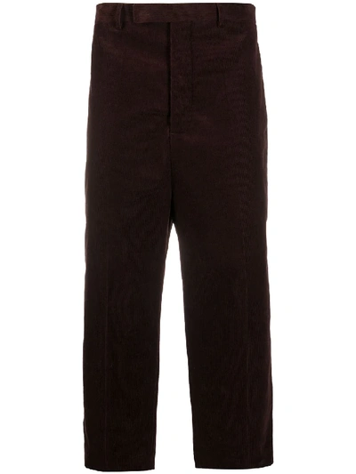 Rick Owens Corduroy Straight-leg Trousers In Red