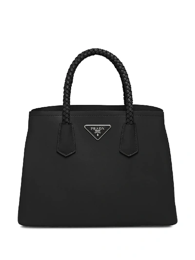 Prada Medium  Double Tote Bag In Black