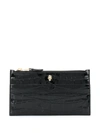 Alexander Mcqueen Flat Zip Crocodile-effect Wallet In Black