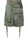 Sacai Cosmic Print Cargo Shorts In Green