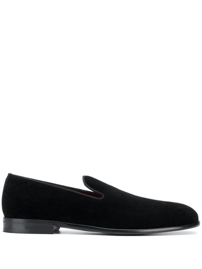 Dolce & Gabbana Leonardo Velvet Slippers In Black