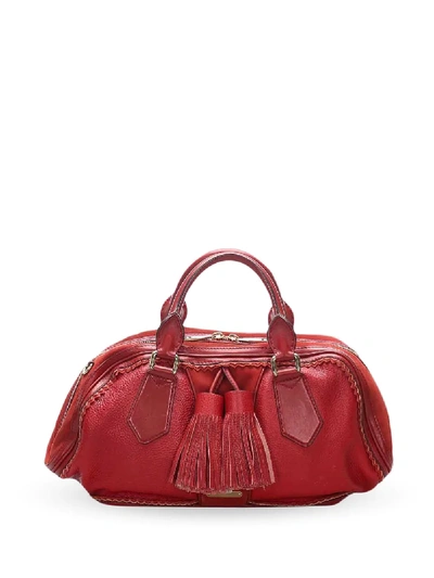 Pre-owned Burberry Grained Panels Tote In Red