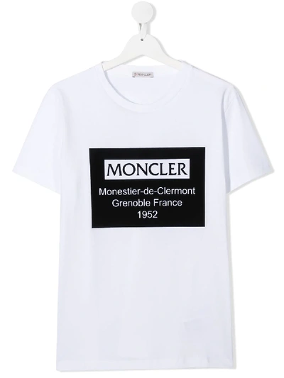 Moncler Kids' Logo Graphic Print T-shirt In White