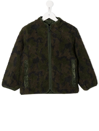 Stella Mccartney Kids' Faux Shearling Reversible Jacket In Green