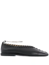 Jil Sander Black Whipstitch Anklet Ballerina Flats In Black