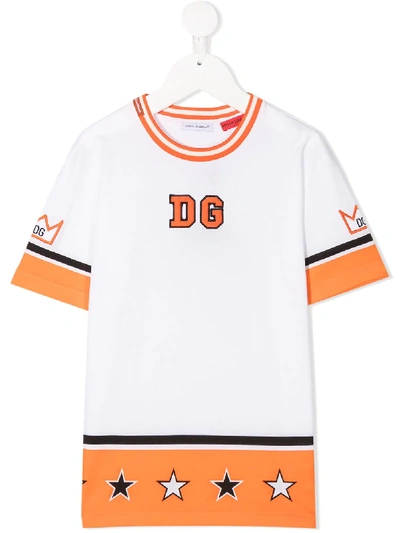 Dolce & Gabbana Kids' Star And Crown T-shirt In Orange