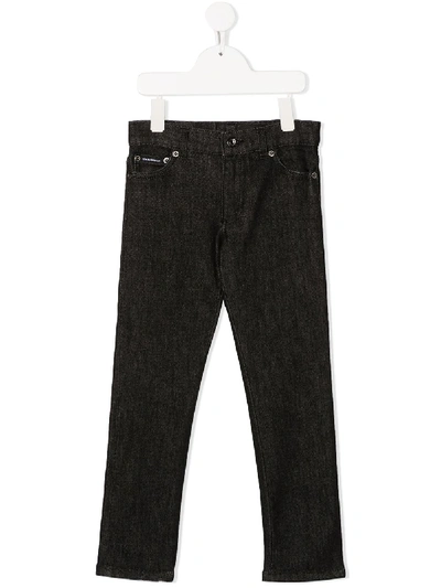 Dolce & Gabbana Kids' Patch Detail Stretch Denim In Black