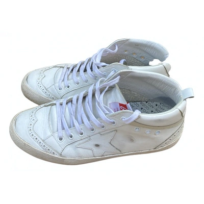 Pre-owned Golden Goose Mid Star White Leather Trainers