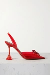 AMINA MUADDI ROSIE GLASS CRYSTAL-EMBELLISHED BOW-DETAILED PVC SLINGBACK PUMPS