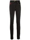 VERSACE ROSE-EMBROIDERED SKINNY JEANS