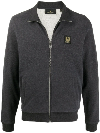 Belstaff Logo Patch Zip-up Sweatshirt In Grey