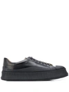 Jil Sander Leather Lace-up Sneakers In Black