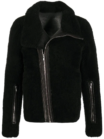 Rick Owens Shearling Biker Jacket In Black