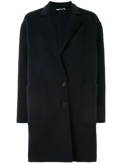 Colombo Single-breasted Cocoon Coat In Blue