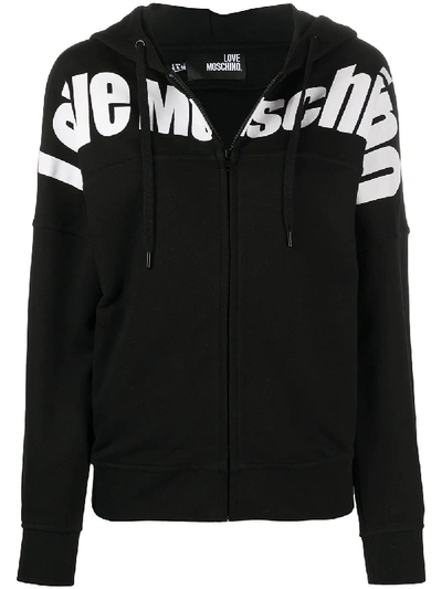 Love Moschino Logo-print Hooded Cotton Jacket In Black
