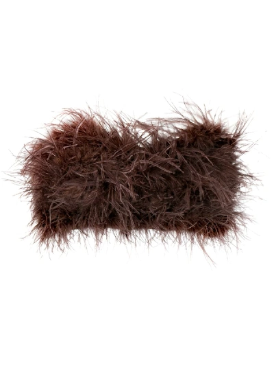 Loulou Feather Embellished Cropped Top In Brown