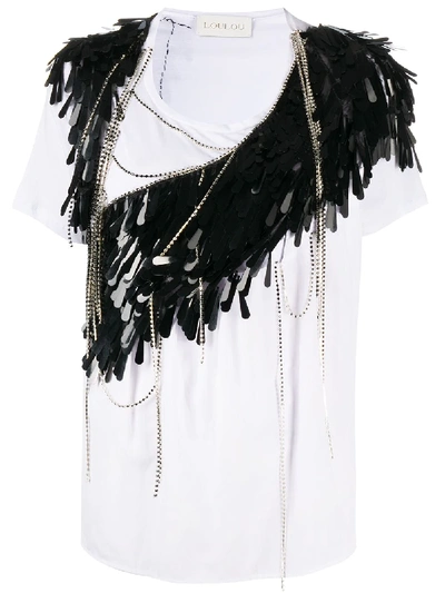 Loulou Chain-embellished Cotton T-shirt In 白色