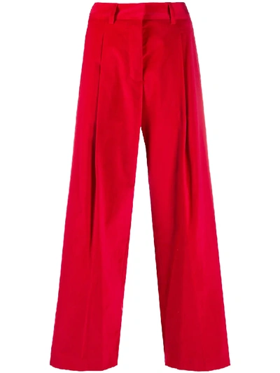 Jejia Wide-leg Cotton Chinos In Red