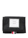 THOM BROWNE LOGO PATCH STRIPED DETAIL WALLET