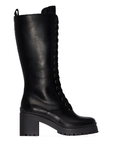 MIU MIU KNEE-HIGH 80MM LEATHER BOOTS