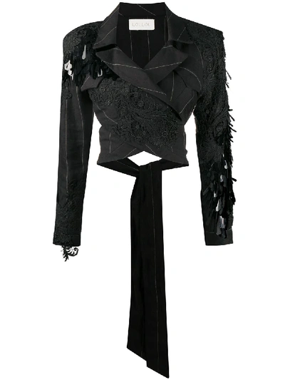 Loulou Embroidered Wrap Blazer In Black