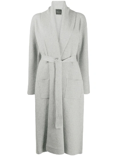 Roberto Collina Belted Merino Wool Cardi-coat In Grey