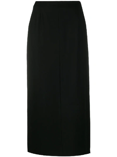 Pre-owned Gianfranco Ferre 1990s Straight-fit Midi Skirt In Black