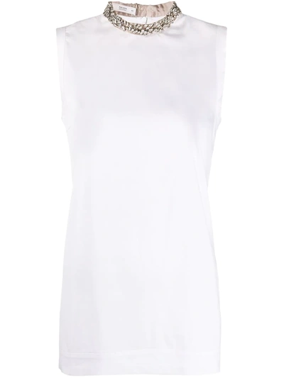 Pre-owned Prada 2000s Crystal-embellished Tank Top In White