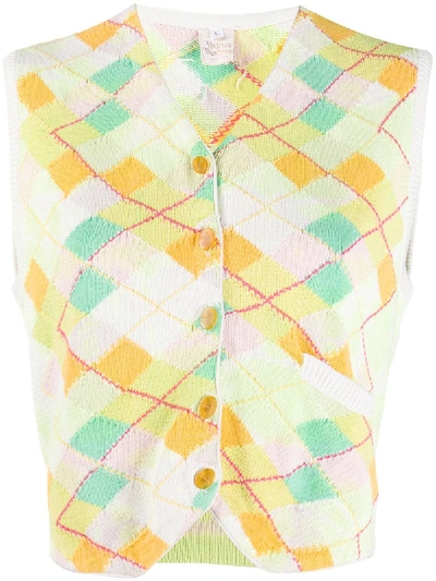 Pre-owned Vivienne Westwood 1990s Argyle Knitted Vest In Green