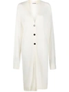 Jil Sander Longline Virgin Wool Cardigan In Ivory