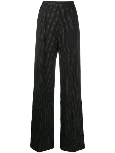 Pre-owned Gianfranco Ferre 1990s Archive Pinstripe Wide-leg Trousers In Black