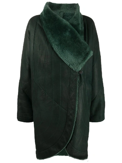 Pre-owned A.n.g.e.l.o. Vintage Cult 1980s Quilted Wrapped Coat In Green