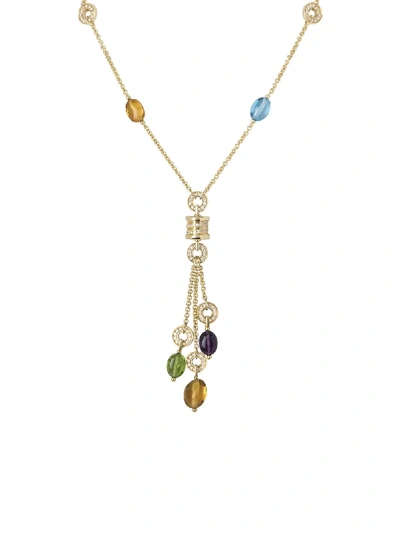 Pre-owned Bvlgari  18kt Yellow Gold B.zero1 Diamond And Gemstone Mini Necklace