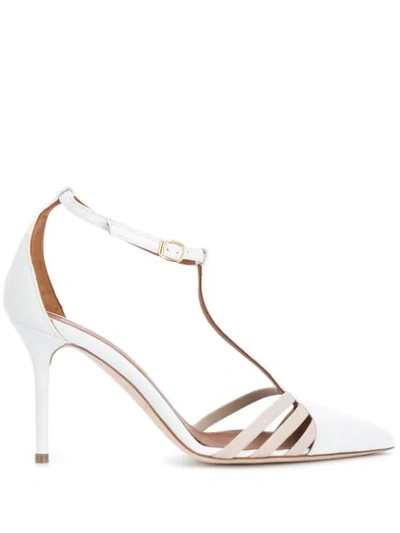 Malone Souliers Ila Caged Point-toe Leather Pumps In White