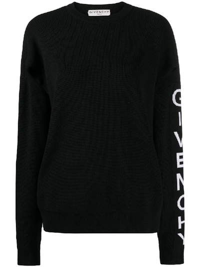 Givenchy Oversize Logo Wool Blend Knit Jumper In Black