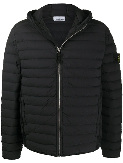 Stone Island Padded Hooded Jacket In Black