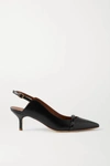 MALONE SOULIERS Marion 45 patent-trimmed leather slingback pumps