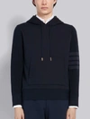 Thom Browne Navy Classic Loopback Ribbed Sleeves 4-bar Pullover Hoodie In Blue