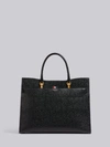 Thom Browne Duet Texured-leather Tote Bag In Black