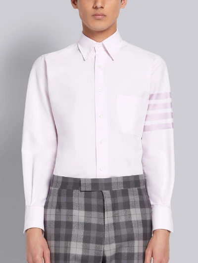 Thom Browne Light Pink Cotton Oxford Long Sleeve Satin Weave 4-bar Shirt