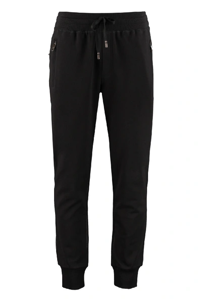 Dolce & Gabbana Logo-embroidered Cotton Track Pants In Black