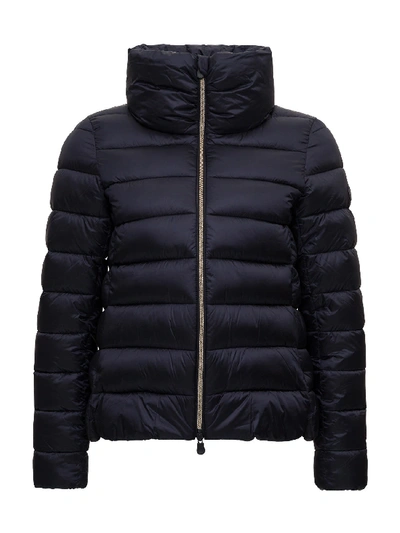 Save The Duck High Neck Down Jacket In Blu