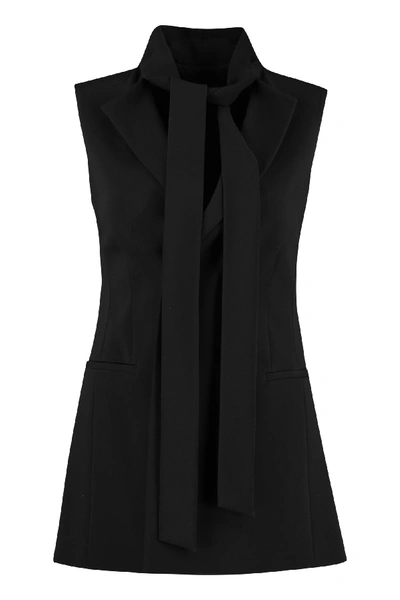 Red Valentino Pussy Bow Embellished Double-breasted Vest In Black
