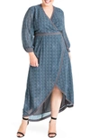 Standards & Practices Elle High/low Wrap Dress In Snake Charm