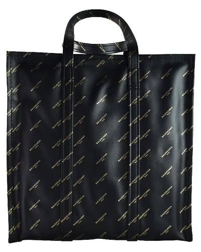 Pre-owned Balenciaga Black Lambskin Leather Bazar Shopper M Bag