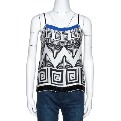 Pre-owned Diane Von Furstenberg White Printed Silk Layland Embellished Camisole M