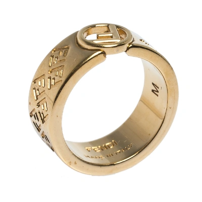 Pre-owned Fendi Ff Motif Gold Tone Ring M